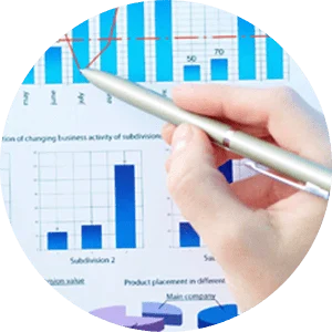 Person pointing to a chart